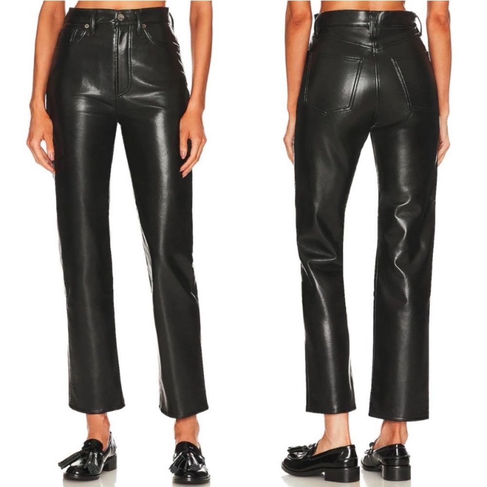 Agolde Recycled Leather 90s Pinch Waist Pants Size 24 High Rise Straight Leg